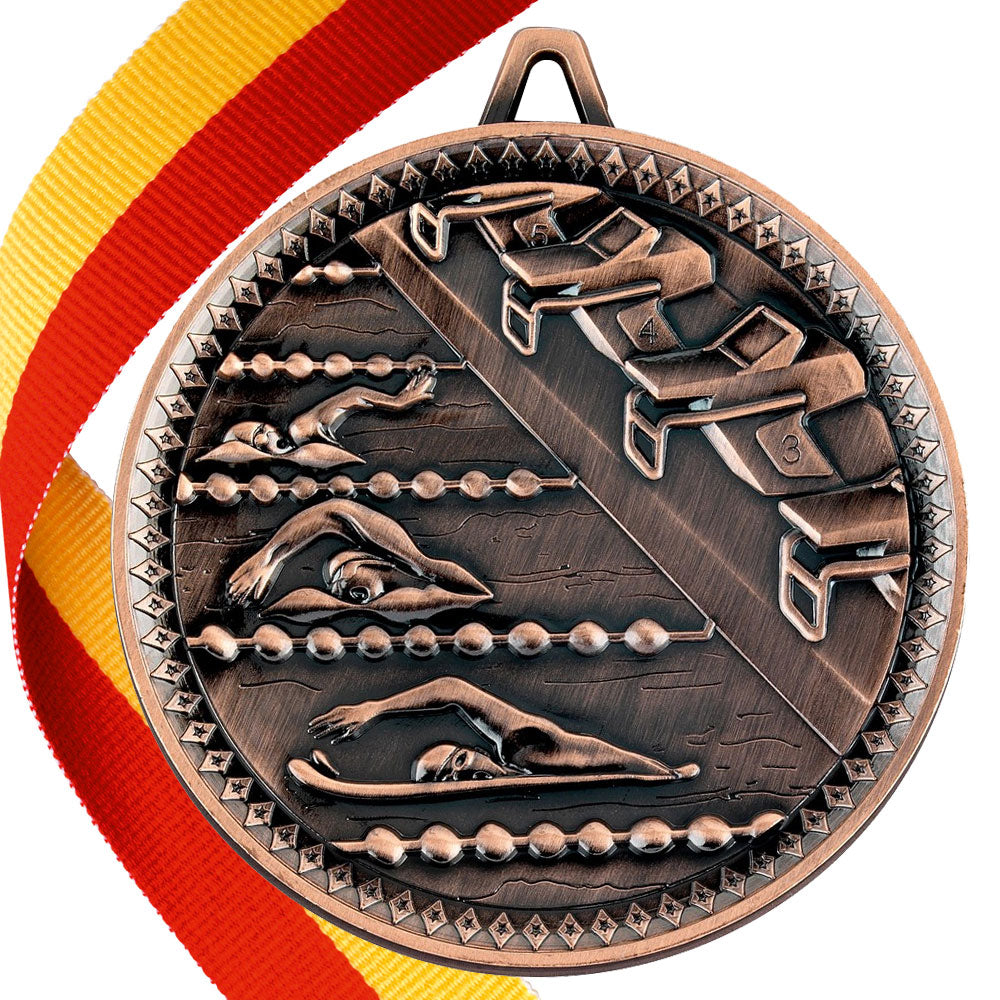 Swimming Antique 60mm Medal