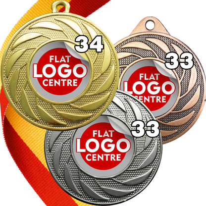 Spinner Design Medal flat centre - MINIMUM ORDER 100
