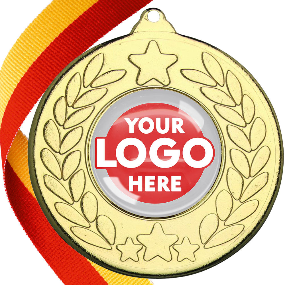 The Glossy 50mm Classic Star Medal on a Ribbon MINIMUM ORDER 100
