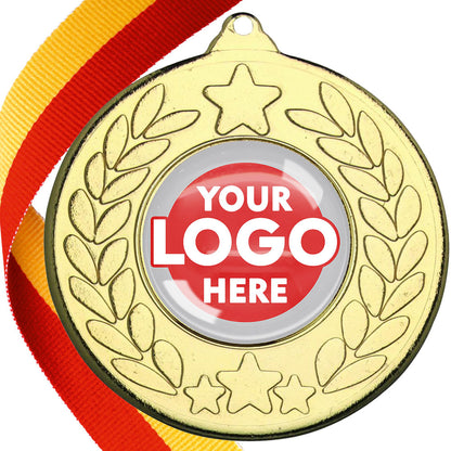 The Glossy 50mm Classic Star Medal on a Ribbon MINIMUM ORDER 100