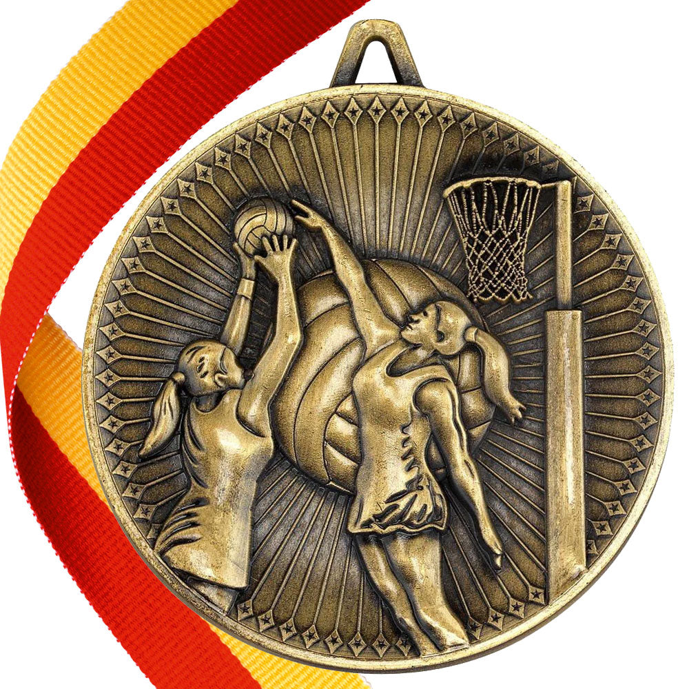 Netball Antique 60mm Medal