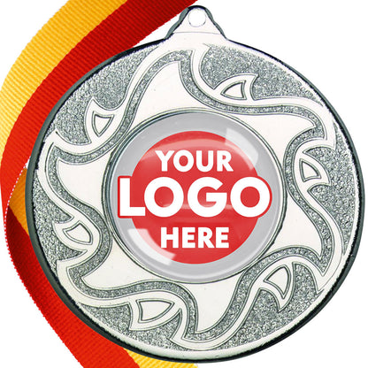 The Glossy Domed 50mm Sunshine Design Medals on Ribbons MINIMUM ORDER 100