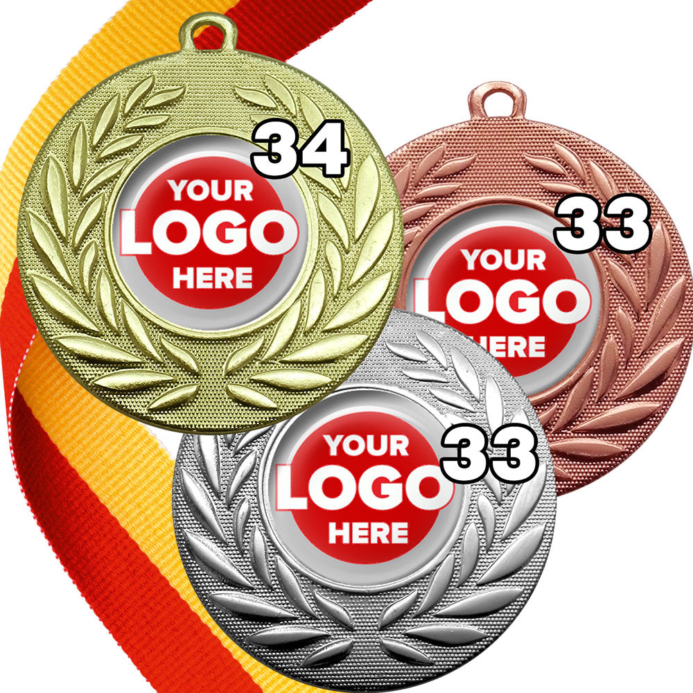 Classic Wreath Medals Domed - MINIMUM ORDER 100