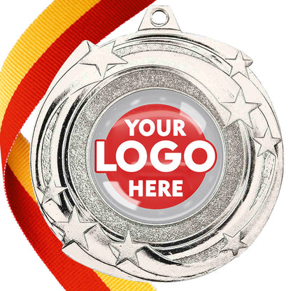 The Glossy Gel 50mm Orbital Medal on a Ribbon