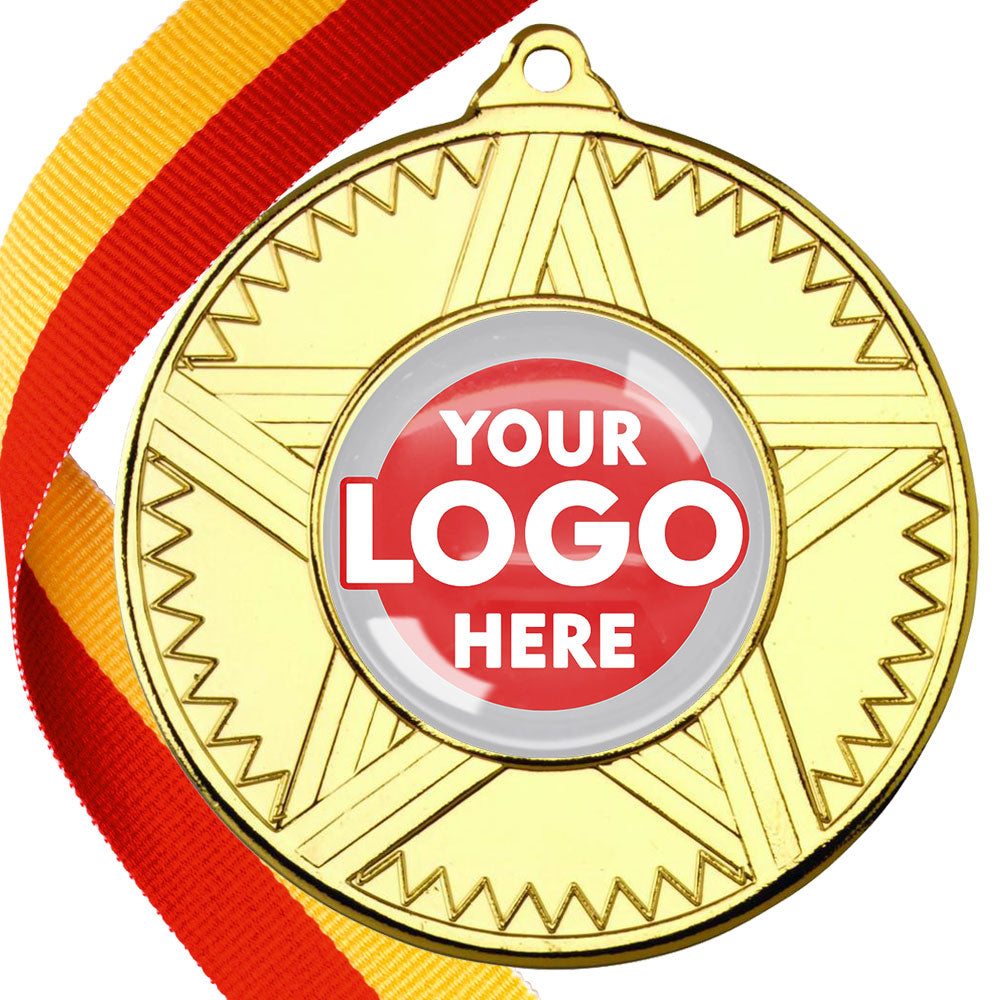 50mm Striped Star Design Medals on Ribbons