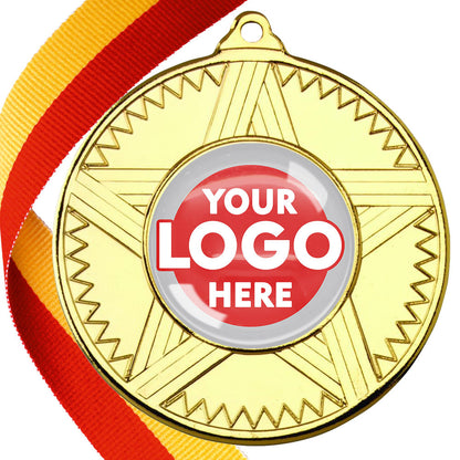 50mm Striped Star Design Medals on Ribbons