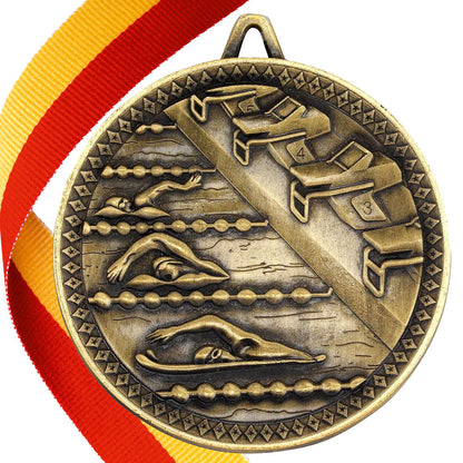 Swimming Antique 60mm Medal
