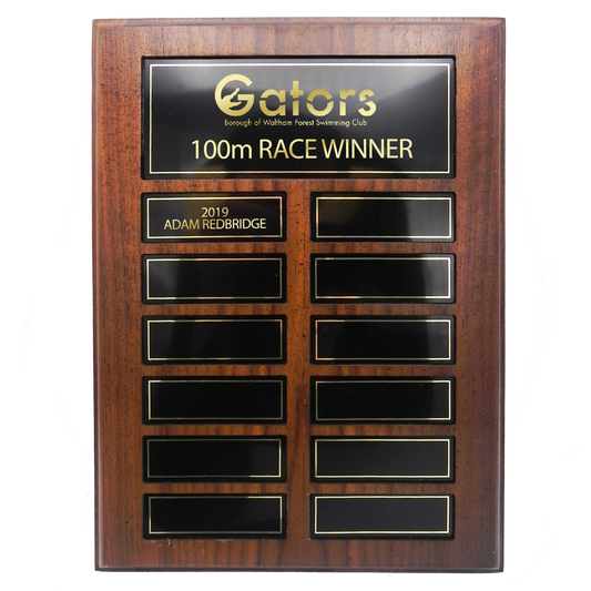 Annual Shield with laser engraved metal plates