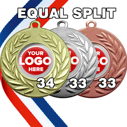 Classic Wreath Medals Domed - MINIMUM ORDER 100