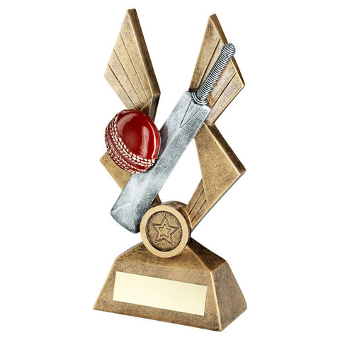 Cricket Bat & Ball 'Wings' Resin Trophy (RF396) - 3 Sizes Available