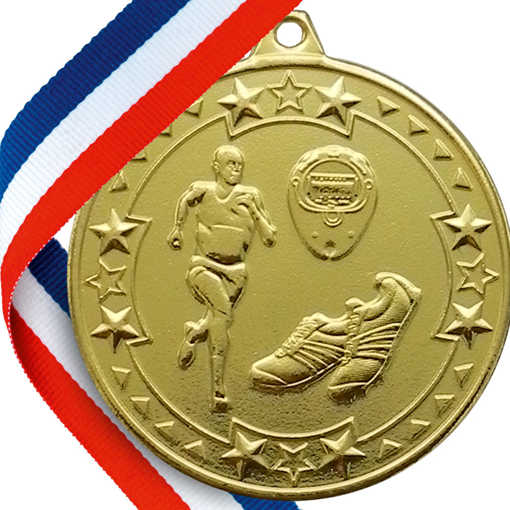 50mm Embossed Running Medal on a Ribbon