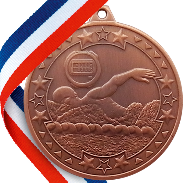 Embossed Swimming Medals - MINIMUM ORDER 100