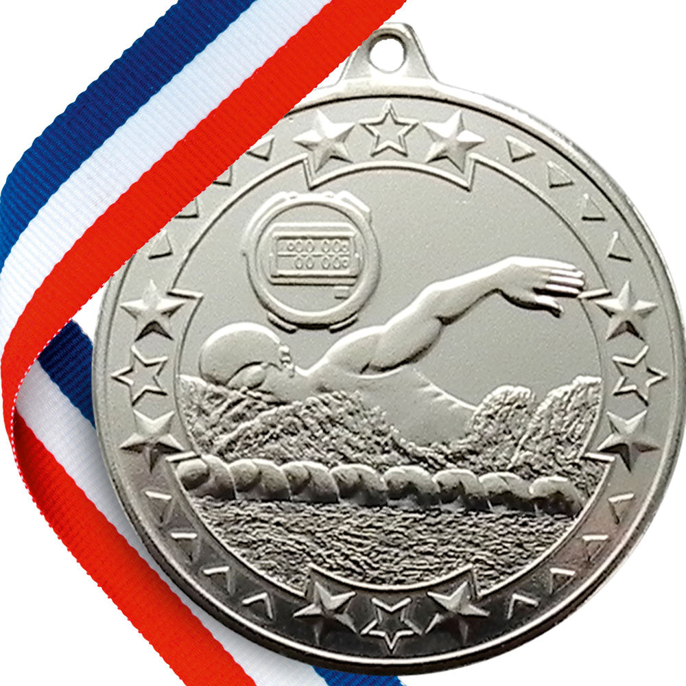 Double sided Swimming Medal - Silver