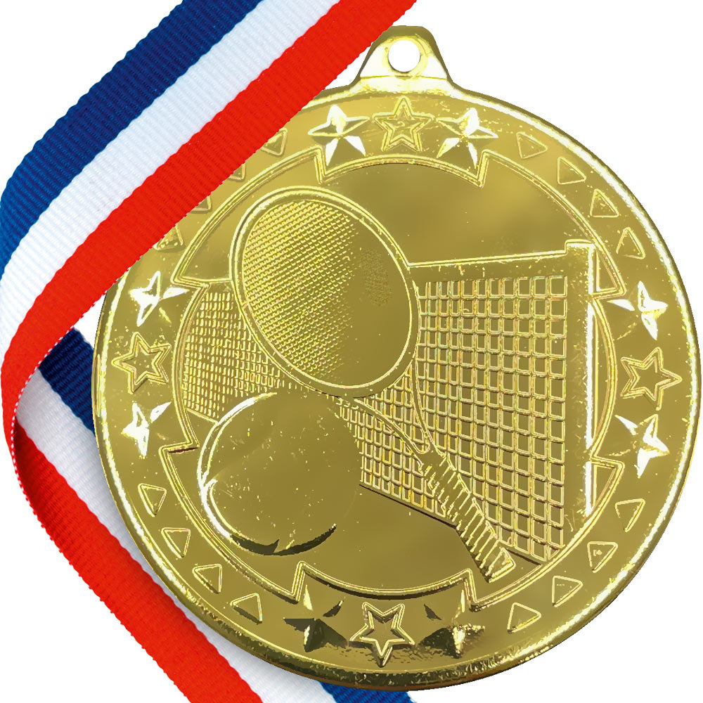 50mm Embossed Tennis Medal on a Ribbon