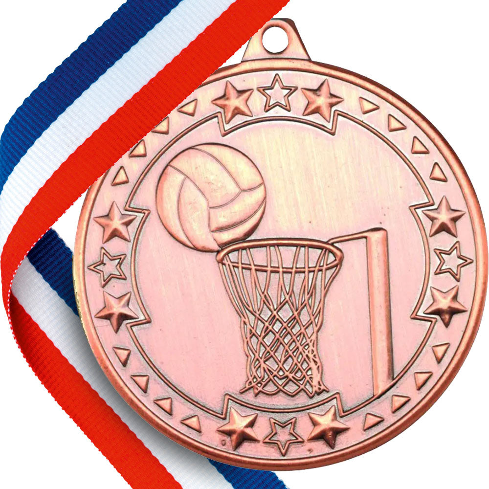 Netball 50mm Embossed Medals - MINIMUM ORDER 100