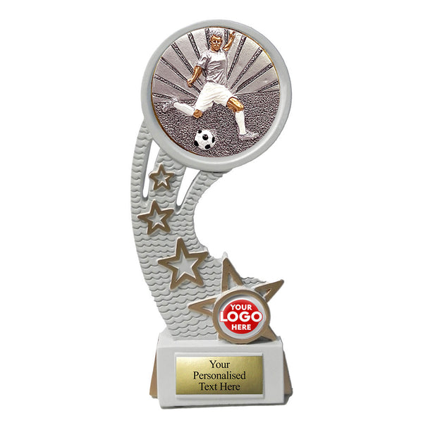 White Candle Resin Trophy With Embossed Football Design Option (RS786)