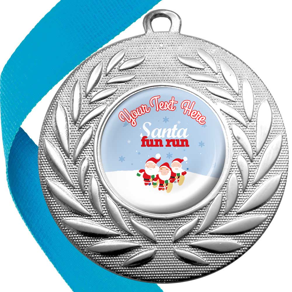 Lincoln Santa Fun Run Santa Fun Run Wreath Medals Snow Design