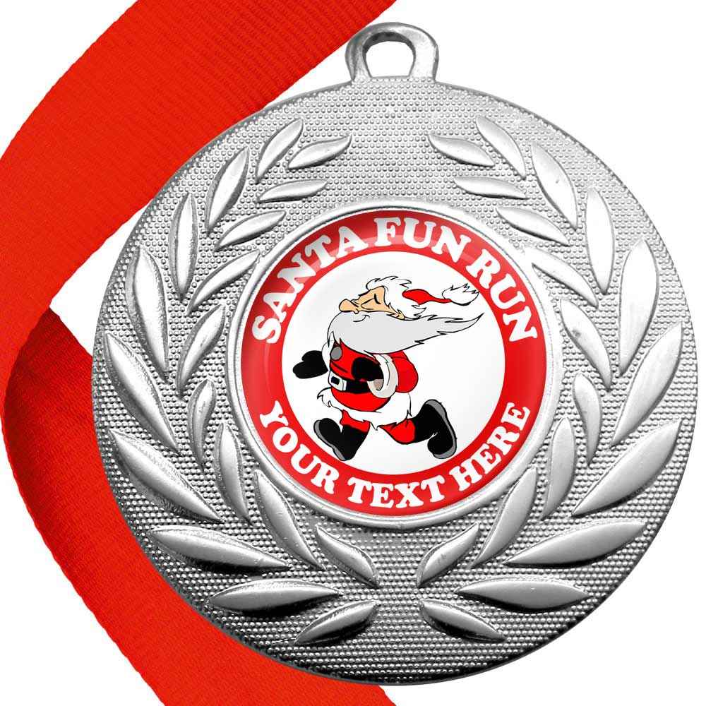 Santa Fun Run Wreath Medals Design 2 With Domes