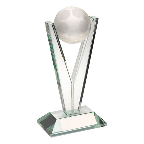 Football 'V' Glass Award With Box (TD541L)