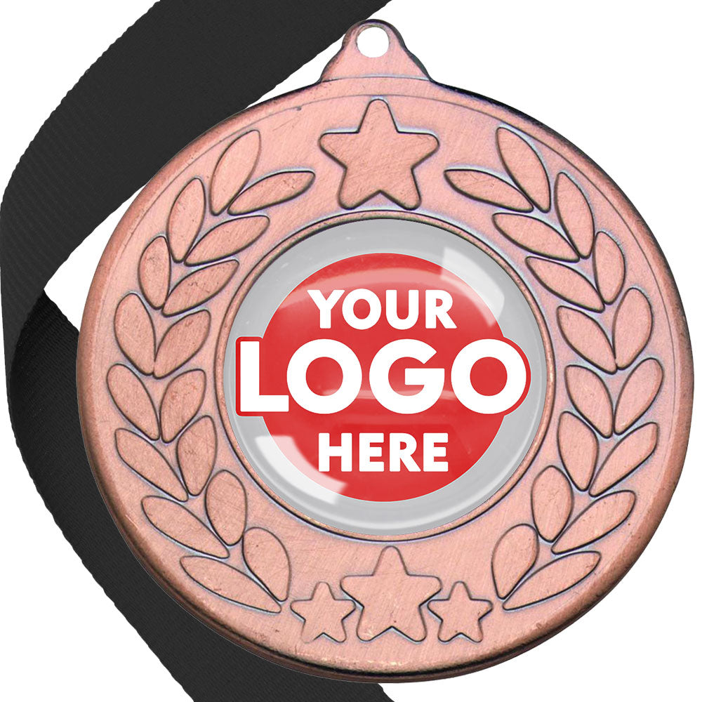 The Glossy 50mm Classic Star Medal on a Ribbon MINIMUM ORDER 100