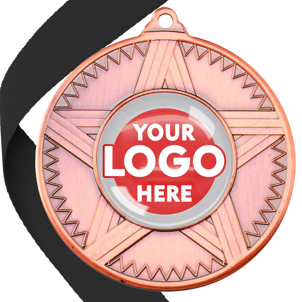 50mm Striped Star Design Medals on Ribbons