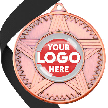 50mm Striped Star Design Medals on Ribbons