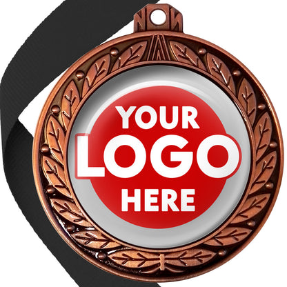 70mm Deluxe Antique Medal on a Ribbon (Laurel Leaf) MJ1070