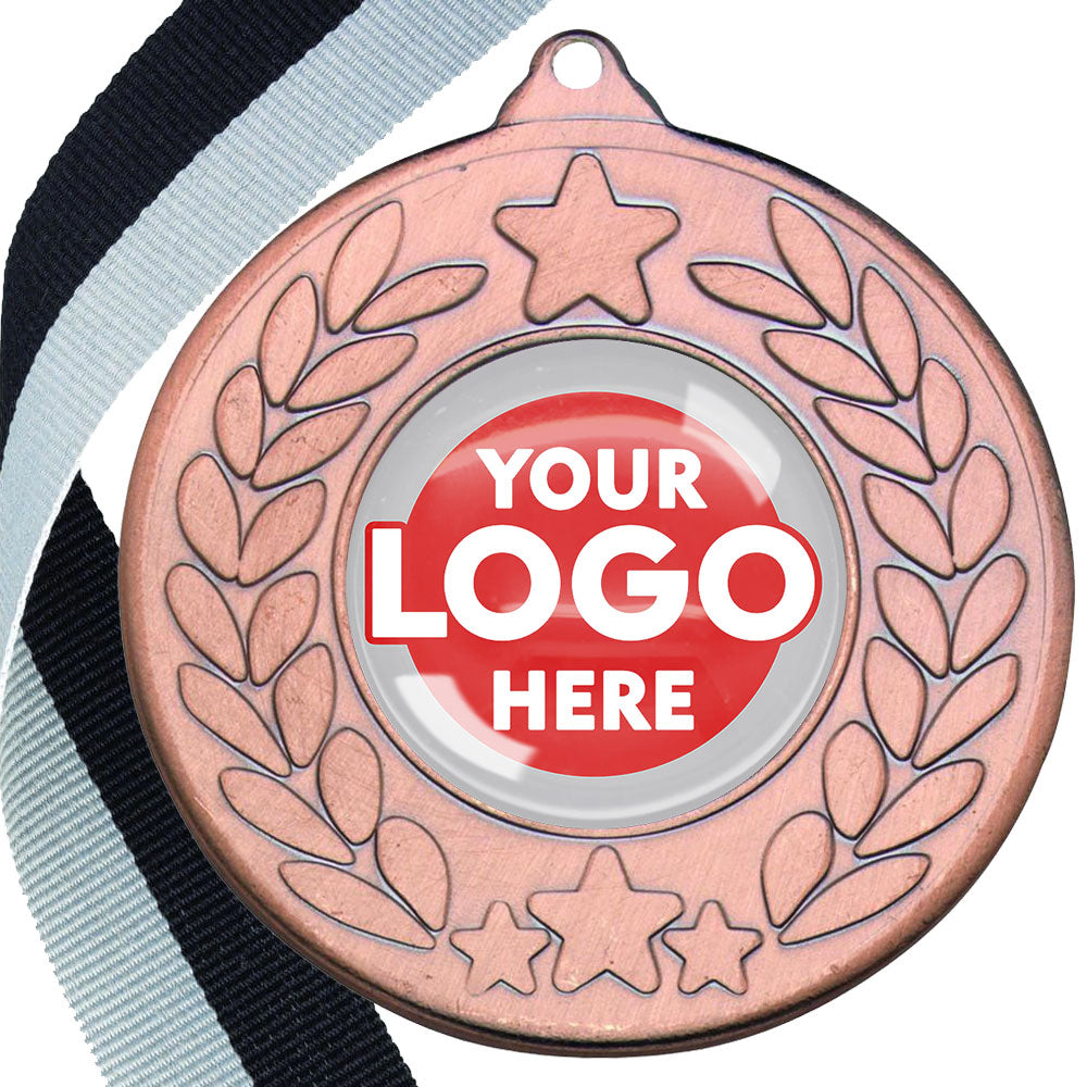 The Glossy 50mm Classic Star Medal on a Ribbon MINIMUM ORDER 100
