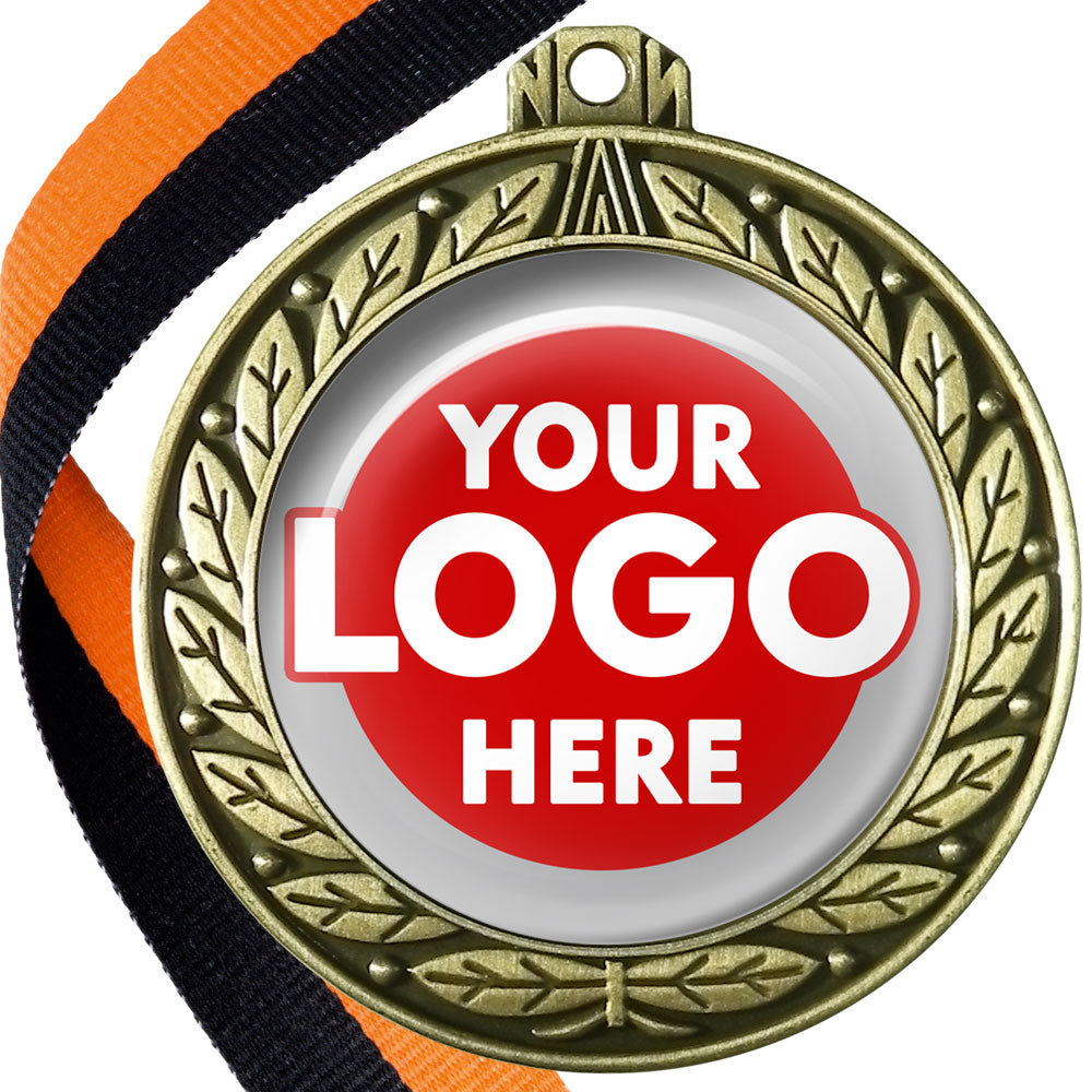 70mm Deluxe Antique Medal on a Ribbon (Laurel Leaf) MJ1070