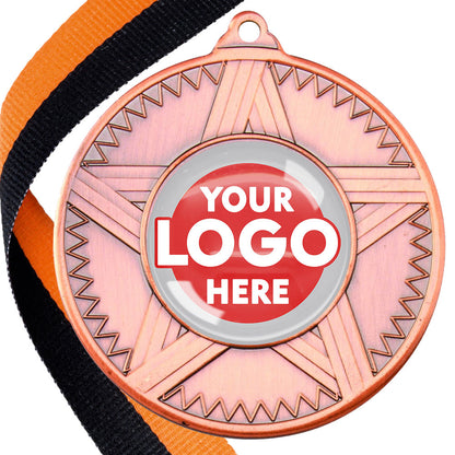 50mm Striped Star Design Medals on Ribbons