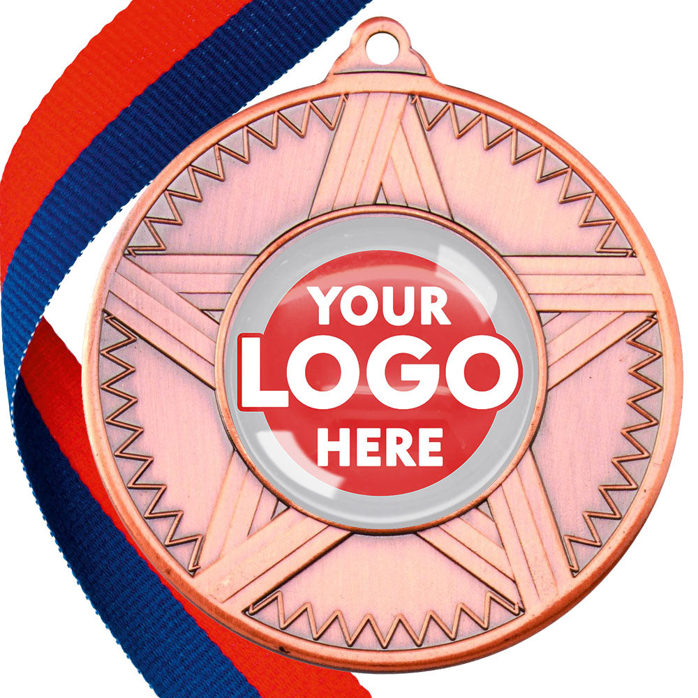 50mm Striped Star Design Medals on Ribbons