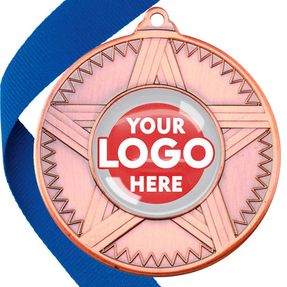 50mm Striped Star Design Medals on Ribbons