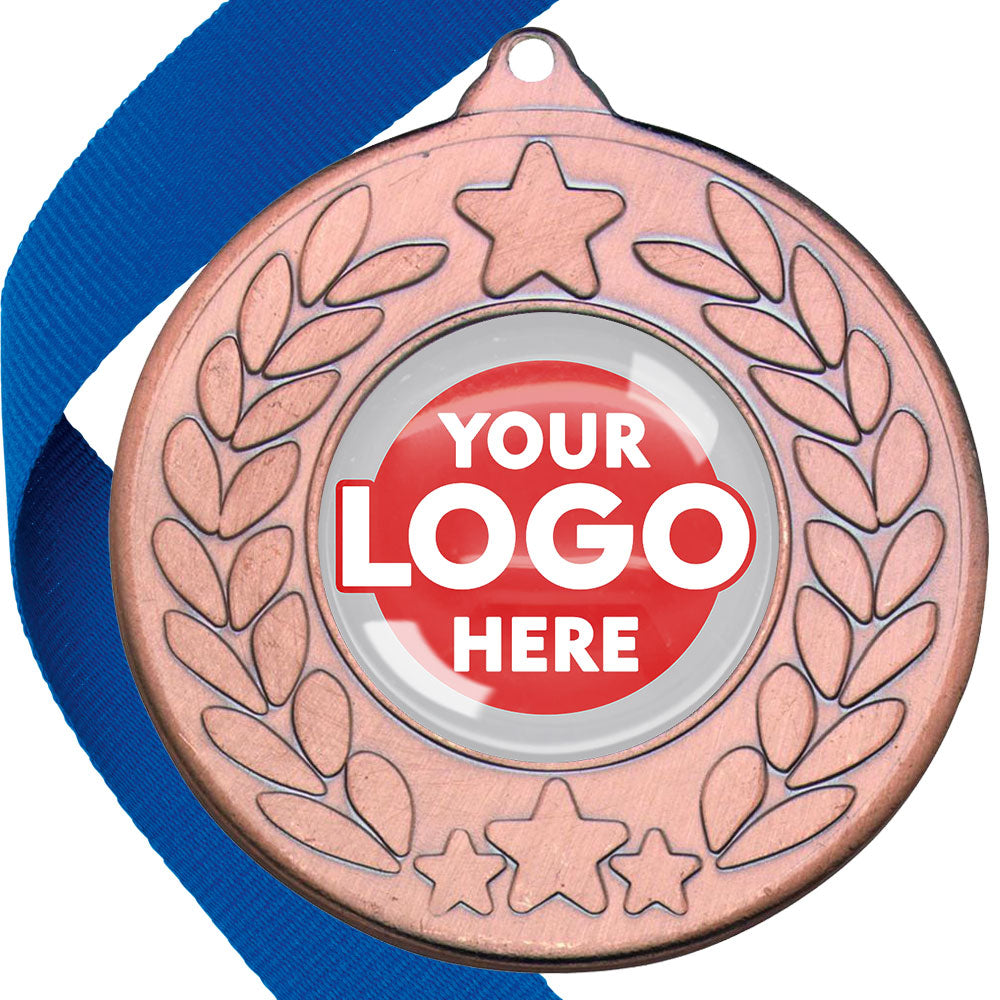 The Glossy 50mm Classic Star Medal on a Ribbon MINIMUM ORDER 100