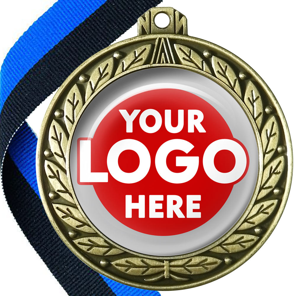 70mm Deluxe Antique Medal on a Ribbon (Laurel Leaf) MJ1070