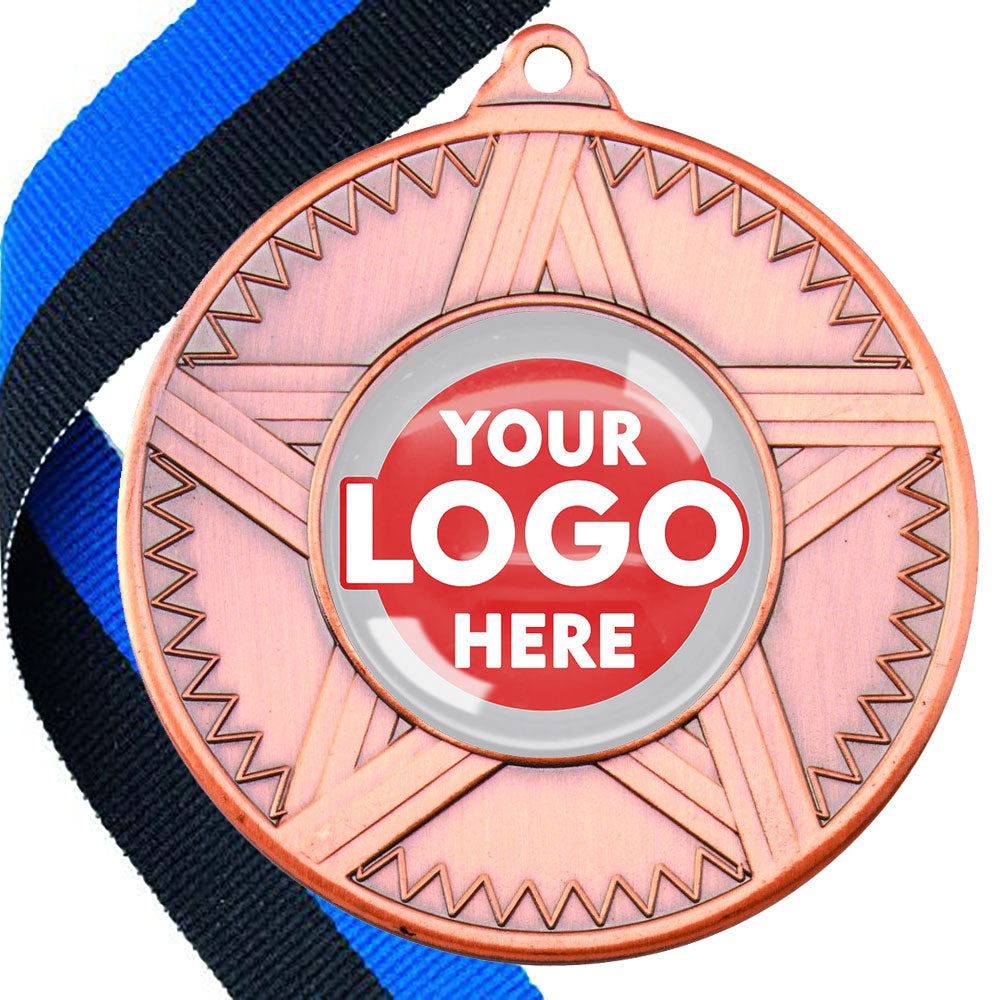 50mm Striped Star Design Medals on Ribbons