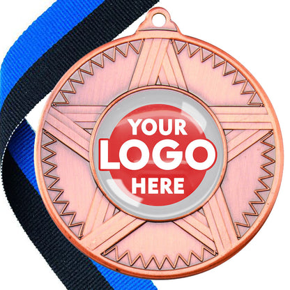 50mm Striped Star Design Medals on Ribbons