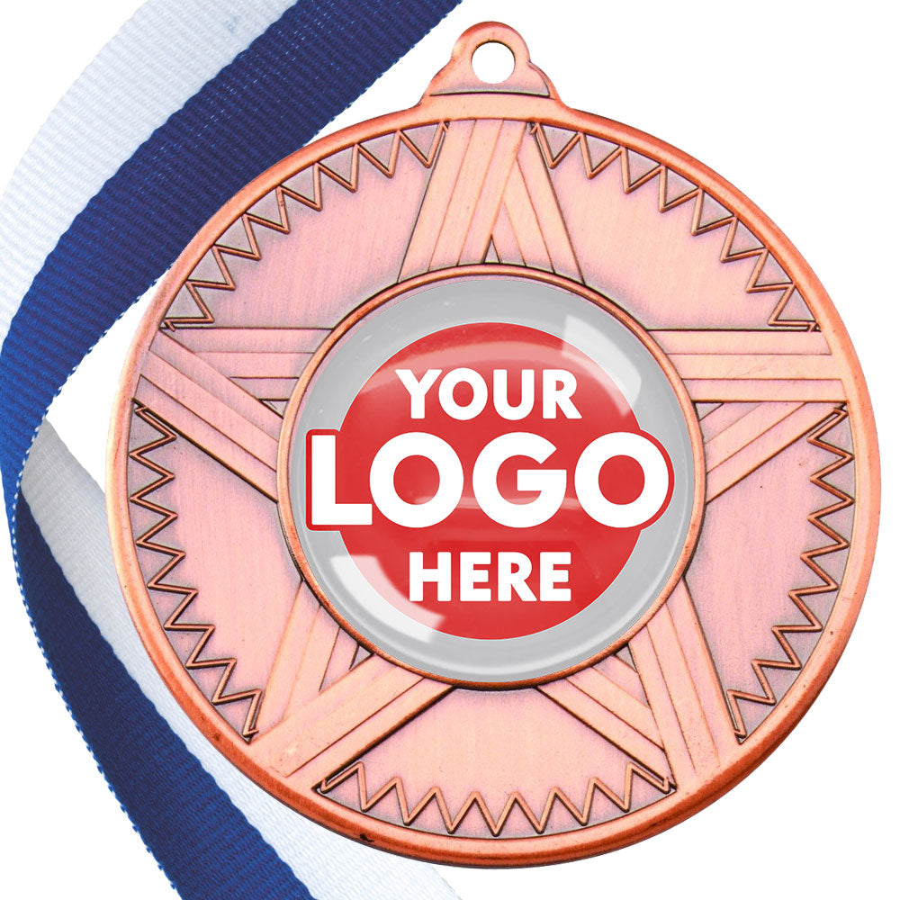 50mm Striped Star Design Medals on Ribbons