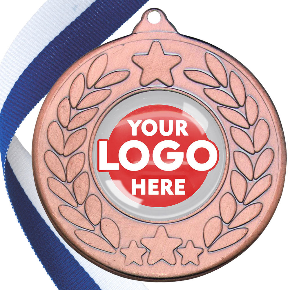 The Glossy 50mm Classic Star Medal on a Ribbon MINIMUM ORDER 100