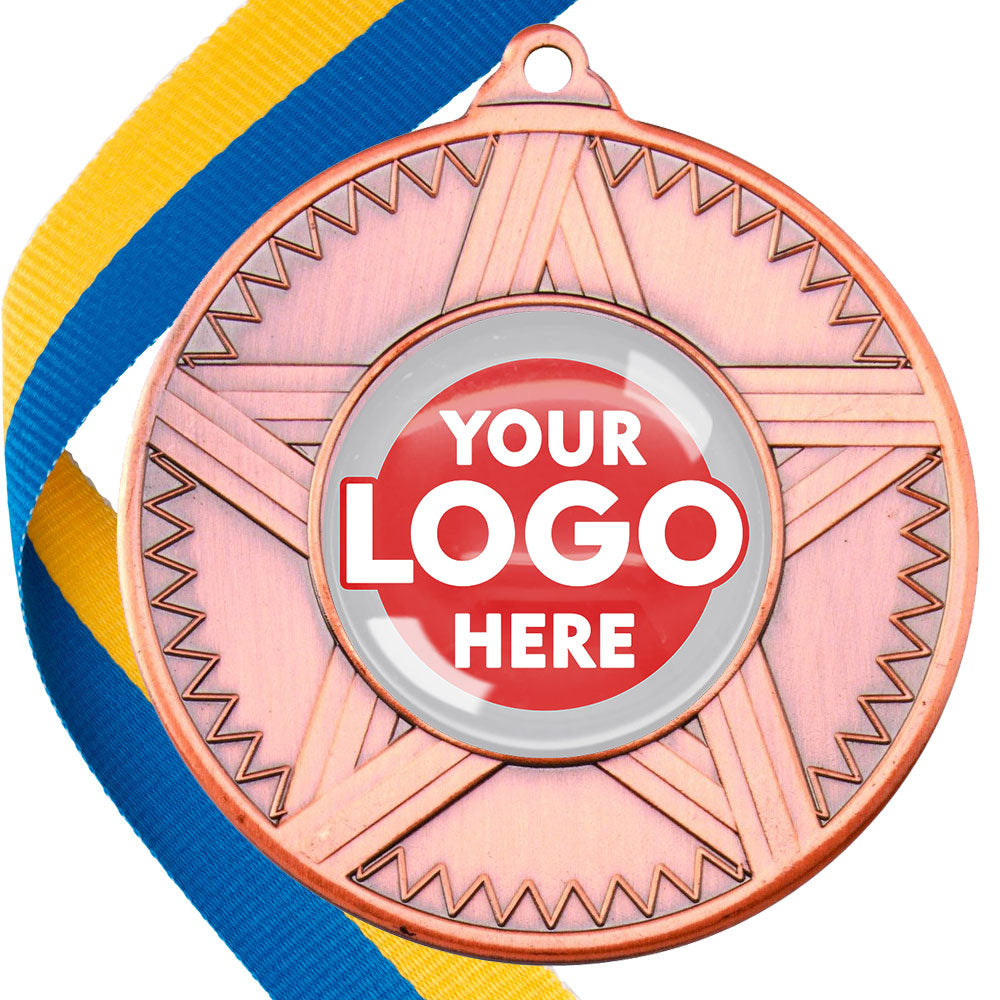 50mm Striped Star Design Medals on Ribbons