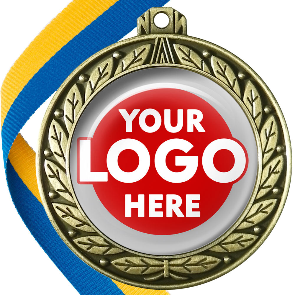 70mm Deluxe Antique Medal on a Ribbon (Laurel Leaf) MJ1070