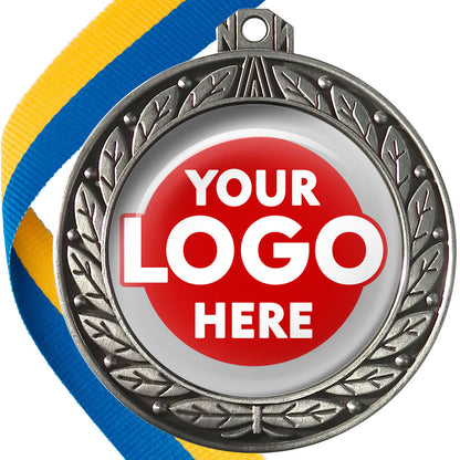 70mm Deluxe Antique Medal on a Ribbon (Laurel Leaf) MJ1070