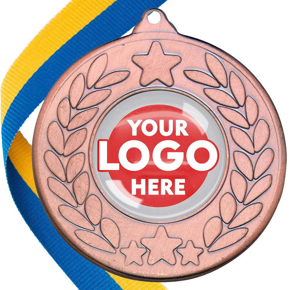 The Glossy 50mm Classic Star Medal on a Ribbon MINIMUM ORDER 100