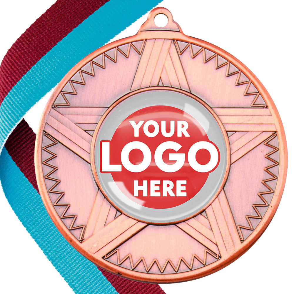 50mm Striped Star Design Medals on Ribbons