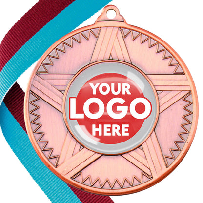 50mm Striped Star Design Medals on Ribbons