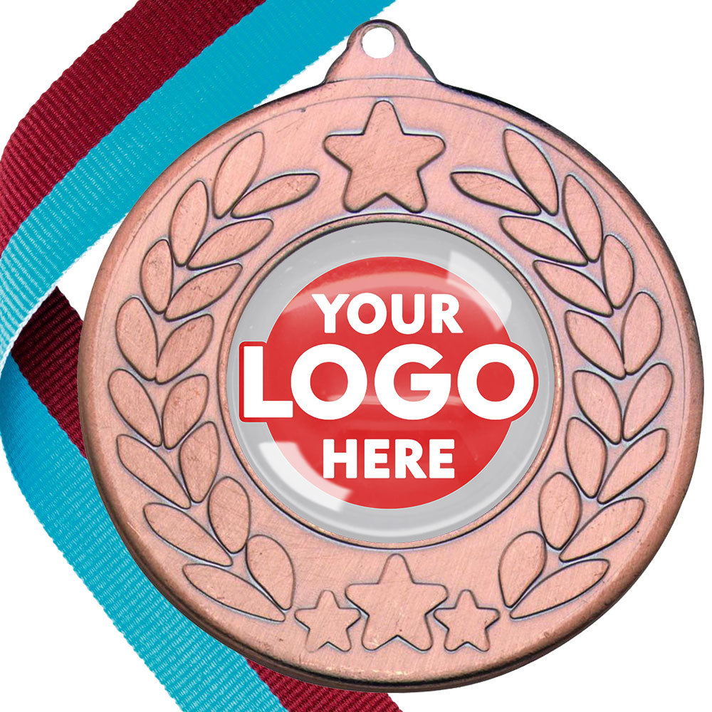 The Glossy 50mm Classic Star Medal on a Ribbon MINIMUM ORDER 100