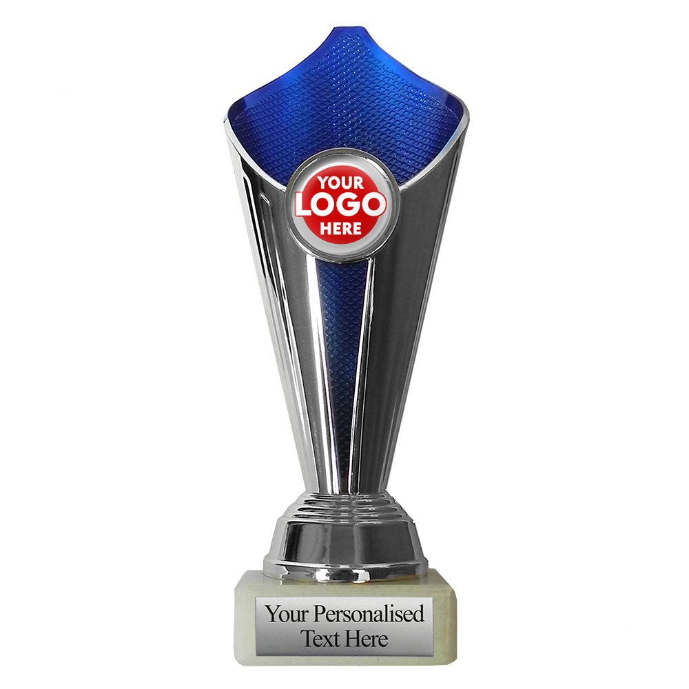 Silver/Blue Flame Shaped Trophy (CP580.B.04)