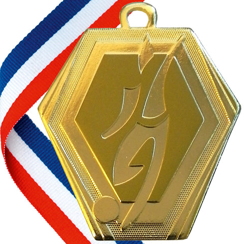 Shield Shaped Embossed Football Medal on a Ribbon