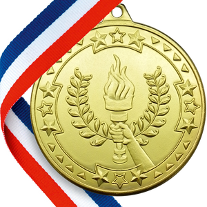 50mm Embossed Sports Day Torch  Medal on a Ribbon