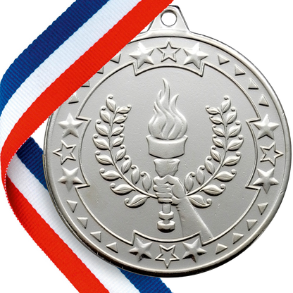 50mm Embossed Sports Day Torch  Medal on a Ribbon