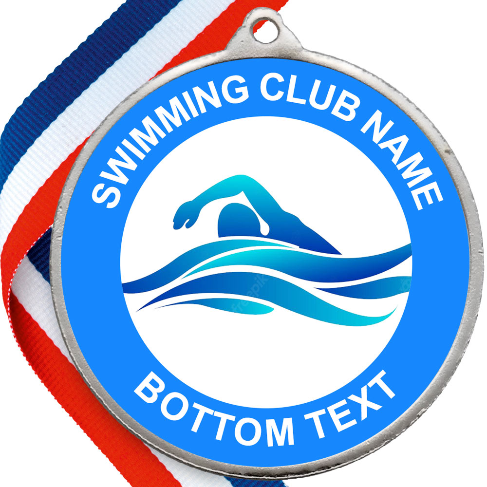 Double sided Swimming Medal - Silver